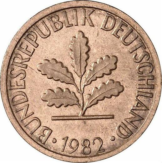 Reverso 1 Pfennig 1982 G - valor de la moneda  - Alemania, RFA