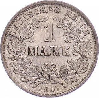 Awers monety - 1 marka 1907 D "Typ 1891-1916" - cena srebrnej monety - Niemcy, Cesarstwo Niemieckie
