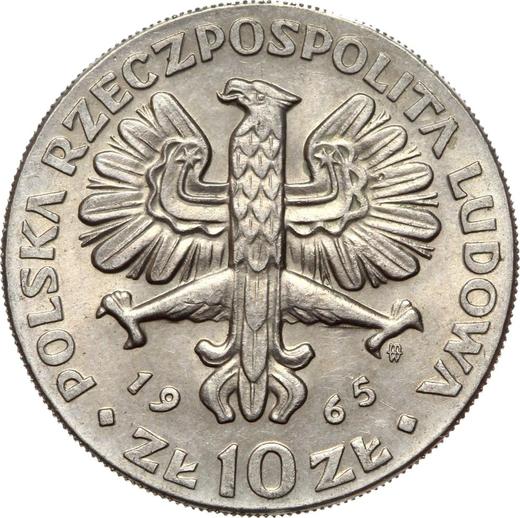 Аверс монеты - 10 злотых 1965 года MW WK "Ника" - цена  монеты - Польша, Народная Республика