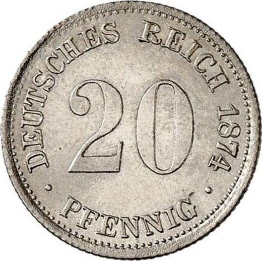 Аверс монеты - 20 пфеннигов 1874 года F "Тип 1873-1877" - цена серебряной монеты - Германия, Германская Империя