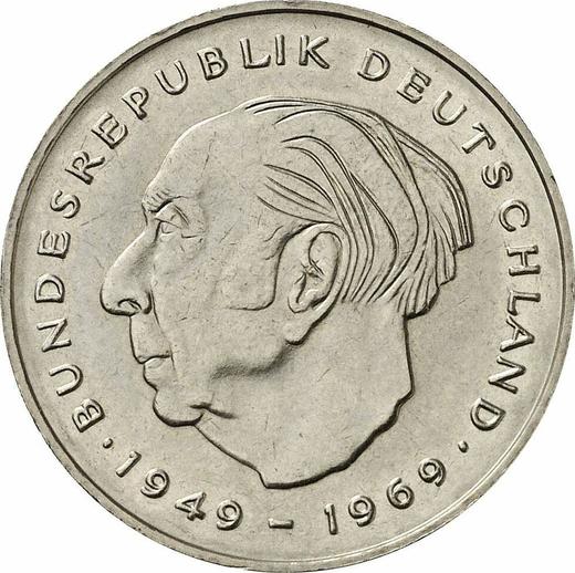 Аверс монеты - 2 марки 1978 года F "Теодор Хойс" - цена  монеты - Германия, ФРГ