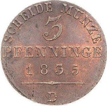 Reverso 3 Pfennige 1835 D - valor de la moneda  - Prusia, Federico Guillermo III
