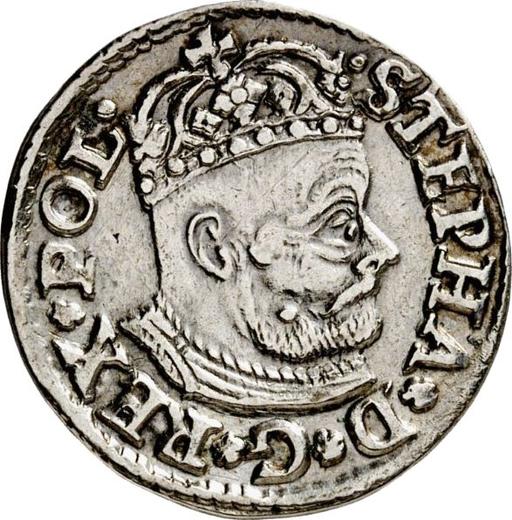 Anverso Trojak (3 groszy) 1580 "Cabeza grande" Sin escudos de armas de Polonia y Lituania - valor de la moneda de plata - Polonia, Esteban I Báthory