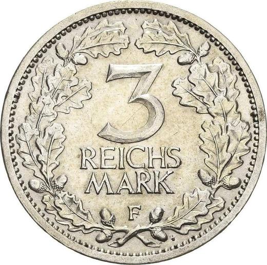 Reverso 3 Reichsmarks 1931 F - valor de la moneda de plata - Alemania, República de Weimar