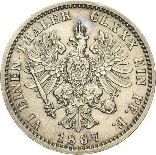 Rewers monety - 1/6 talara 1867 A - cena srebrnej monety - Prusy, Wilhelm I