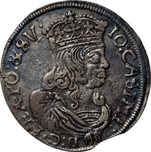 Anverso Szostak (6 groszy) 1661 AT "Retrato sin marco redondo" - valor de la moneda de plata - Polonia, Juan II Casimiro