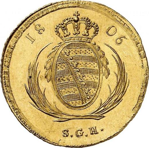 Rewers monety - Dukat 1806 S.G.H. "Typ 1806-1822" - cena złotej monety - Saksonia-Albertyna, Fryderyk August I