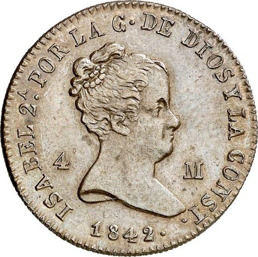 Аверс монеты - 4 мараведи 1842 года Ja - цена  монеты - Испания, Изабелла II