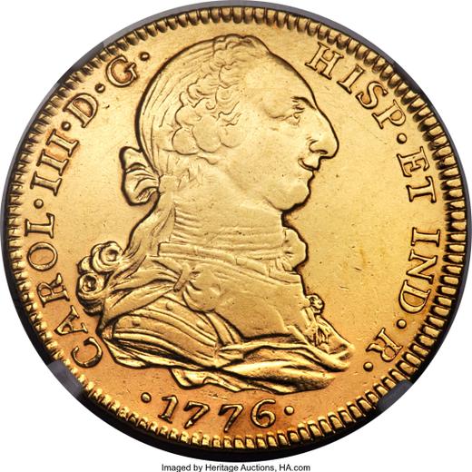 Awers monety - 4 escudo 1776 Mo FM - cena złotej monety - Meksyk, Karol III