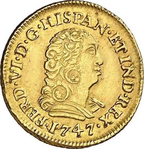 Аверс монеты - 1 эскудо 1747 года Mo MF - цена золотой монеты - Мексика, Фердинанд VI