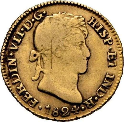 Аверс монеты - 1 эскудо 1824 года PTS PJ - цена золотой монеты - Боливия, Фердинанд VII