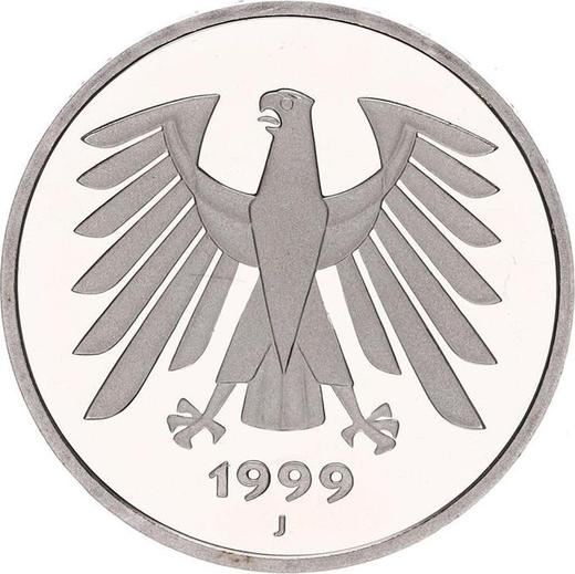 Реверс монеты - 5 марок 1999 года J - цена  монеты - Германия, ФРГ