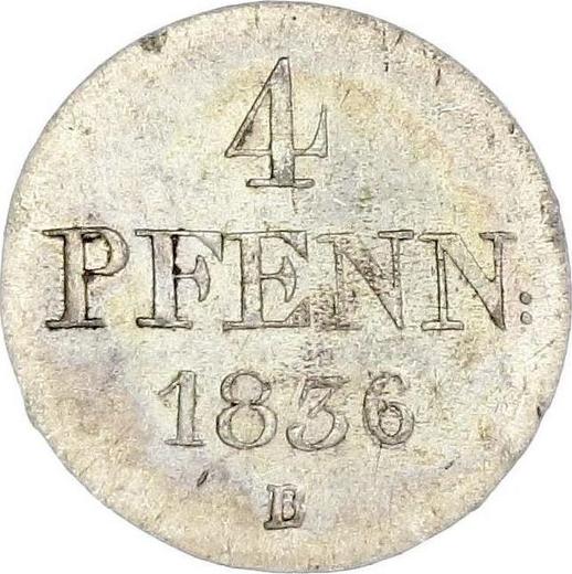 Реверс монеты - 4 пфеннига 1836 года B - цена серебряной монеты - Ганновер, Вильгельм IV