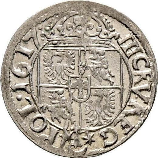 Реверс монеты - 3 крейцера 1617 года - цена серебряной монеты - Польша, Сигизмунд III Ваза