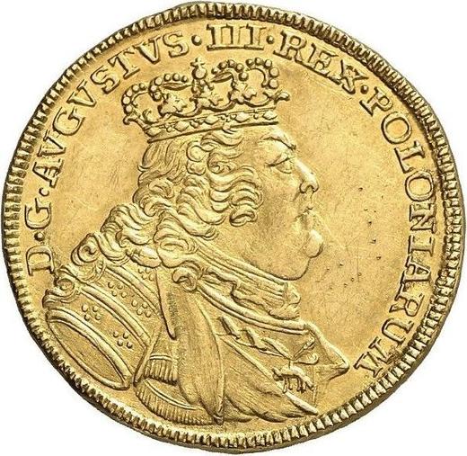 Аверс монеты - 2 дуката 1754 года EDC "Коронные" - цена золотой монеты - Польша, Август III