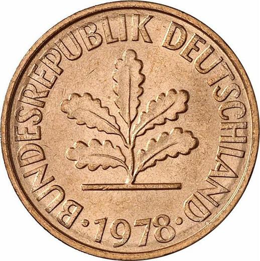 Реверс монеты - 2 пфеннига 1978 года D - цена  монеты - Германия, ФРГ