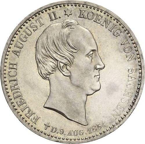 Аверс монеты - 1/3 талера 1854 года "Смерть короля" - цена серебряной монеты - Саксония-Альбертина, Фридрих Август II