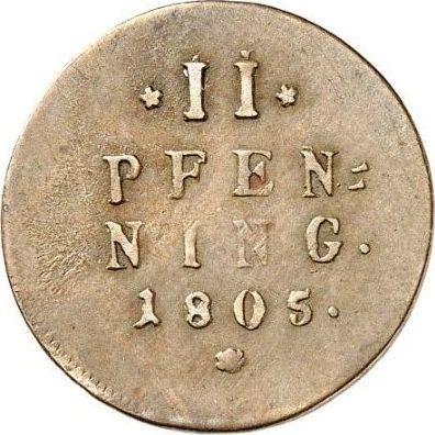 Reverso 2 Pfennige 1805 - valor de la moneda  - Baviera, Maximilian I