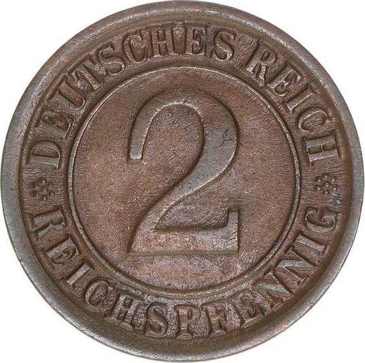 Аверс монеты - 2 рейхспфеннига 1924 года G - цена  монеты - Германия, Bеймарская республика