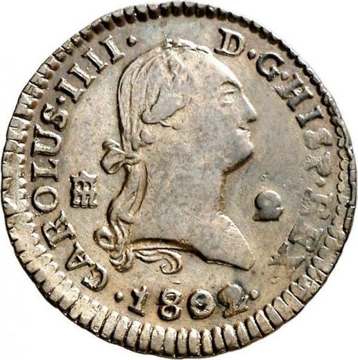 Аверс монеты - 2 мараведи 1802 года - цена  монеты - Испания, Карл IV
