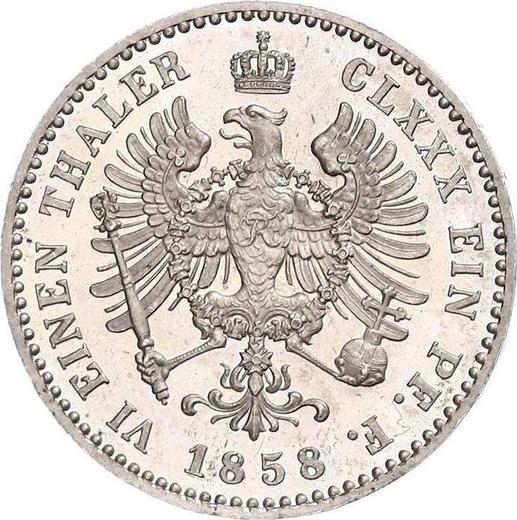 Реверс монеты - 1/6 талера 1858 года A - цена серебряной монеты - Пруссия, Фридрих Вильгельм IV