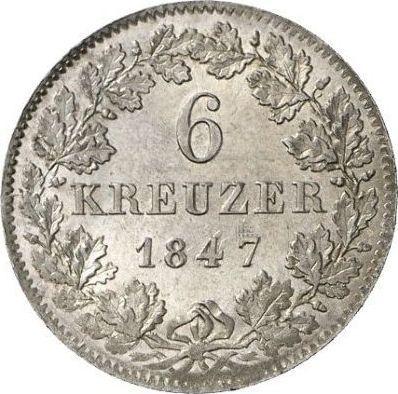 Реверс монеты - 6 крейцеров 1847 года - цена серебряной монеты - Бавария, Людвиг I