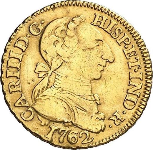 Awers monety - 1 escudo 1762 Mo MM - cena złotej monety - Meksyk, Karol III