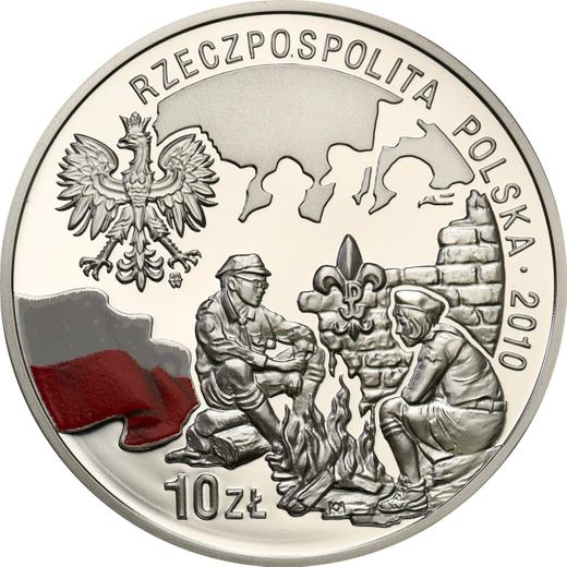 Аверс монеты - 10 злотых 2010 года MW KK "100 лет Союзу польских харцеров" - цена серебряной монеты - Польша, III Республика после деноминации