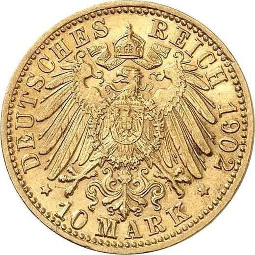 Реверс монеты - 10 марок 1902 года G "Баден" - цена золотой монеты - Германия, Германская Империя