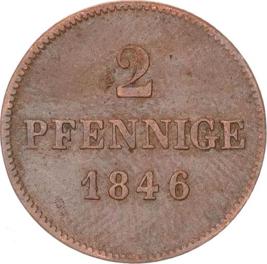 Реверс монеты - 2 пфеннига 1846 года - цена  монеты - Бавария, Людвиг I