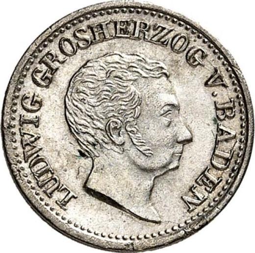 Anverso 3 kreuzers 1830 - valor de la moneda de plata - Baden, Luis I
