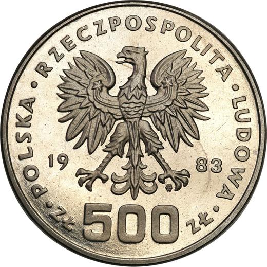 Awers monety - PRÓBA 500 złotych 1983 MW "XIV Zimowe Igrzyska Olimpijskie - Sarajewo 1984" Nikiel - cena  monety - Polska, PRL