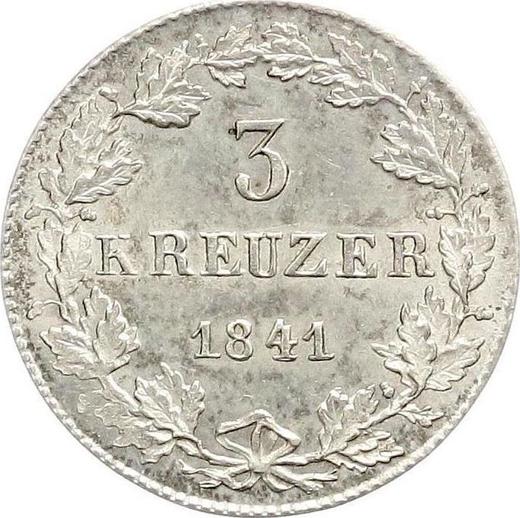 Реверс монеты - 3 крейцера 1841 года - цена серебряной монеты - Гессен-Дармштадт, Людвиг II