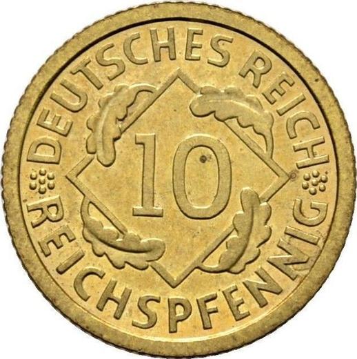 Аверс монеты - 10 рейхспфеннигов 1930 года J - цена  монеты - Германия, Bеймарская республика