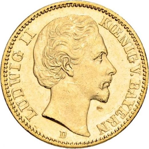 Аверс монеты - 20 марок 1874 года D "Бавария" - цена золотой монеты - Германия, Германская Империя