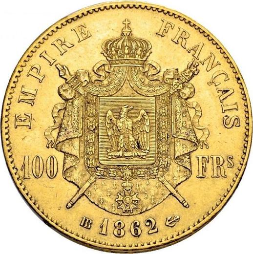 Reverse 100 Francs 1862 BB "Type 1862-1870" Strasbourg - France, Napoleon III