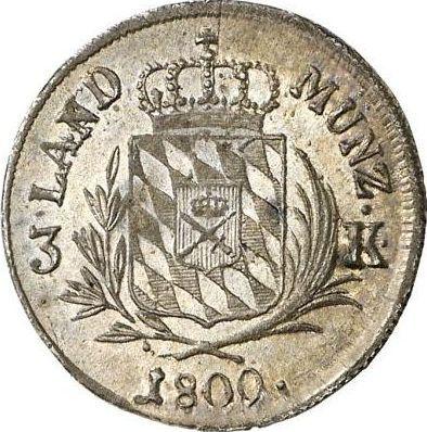 Реверс монеты - 3 крейцера 1809 года - цена серебряной монеты - Бавария, Максимилиан I