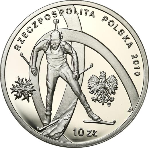 Anverso 10 eslotis 2010 MW ET "Selección olímpica de Polonia - Vancouver 2010" - valor de la moneda de plata - Polonia, República moderna