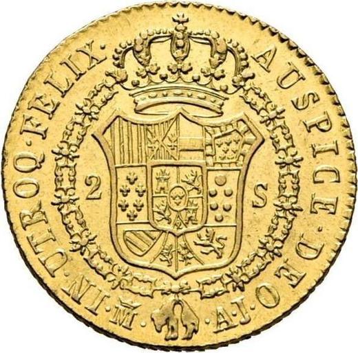 Реверс монеты - 2 эскудо 1832 года M AJ - цена золотой монеты - Испания, Фердинанд VII