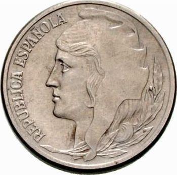 Awers monety - 5 centimos 1937 - cena  monety - Hiszpania, II Rzeczpospolita