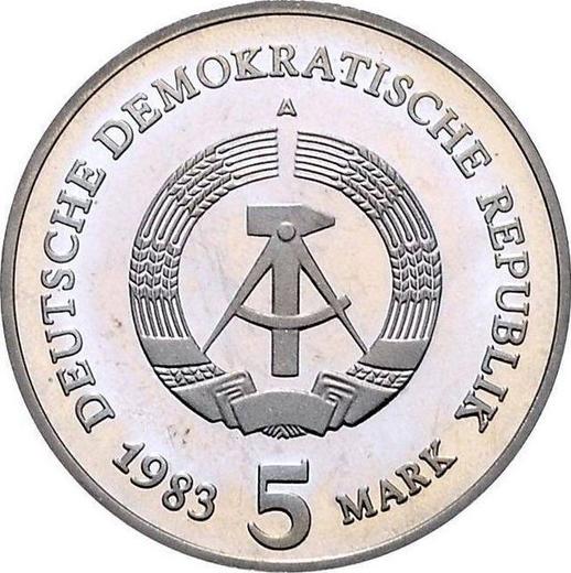 Реверс монеты - 5 марок 1983 года A "Мейсен" - цена  монеты - Германия, ГДР