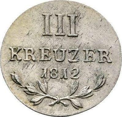 Rewers monety - 3 krajcary 1812 - cena srebrnej monety - Badenia, Karol Ludwik
