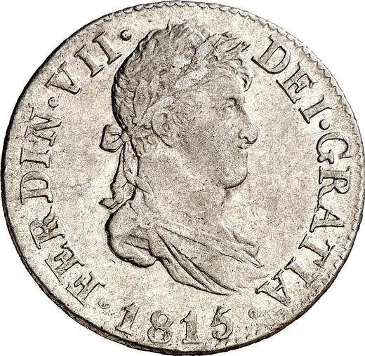 Аверс монеты - 2 реала 1815 года M GJ - цена серебряной монеты - Испания, Фердинанд VII