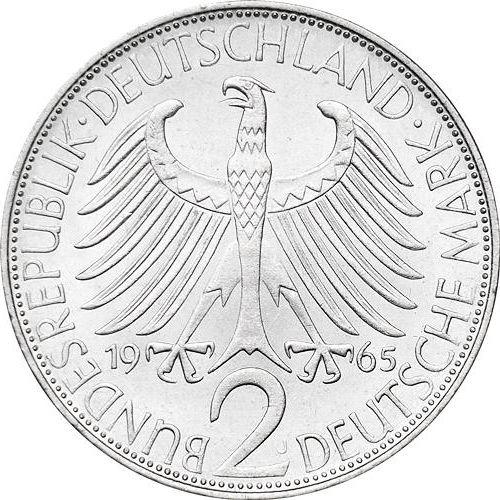 Reverso 2 marcos 1965 J "Max Planck" - valor de la moneda  - Alemania, RFA