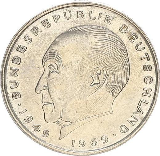 Аверс монеты - 2 марки 1970 года D "Аденауэр" - цена  монеты - Германия, ФРГ
