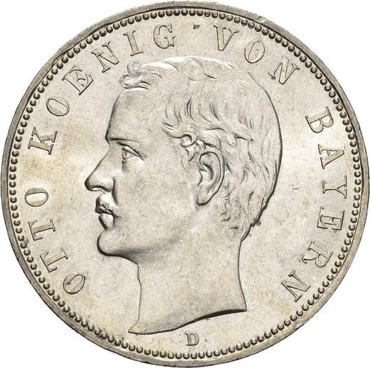 Anverso 5 marcos 1908 D "Bavaria" - valor de la moneda de plata - Alemania, Imperio alemán