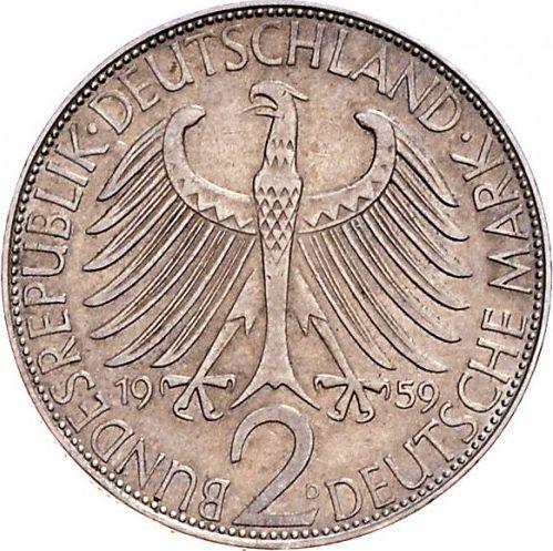 Rewers monety - 2 marki 1957-1971 "Max Planck" Magnetyczna - cena  monety - Niemcy, RFN