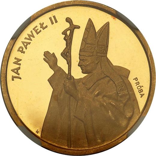 Reverso Pruebas 2000 eslotis 1987 MW SW "JuanPablo II" Oro - valor de la moneda de oro - Polonia, República Popular
