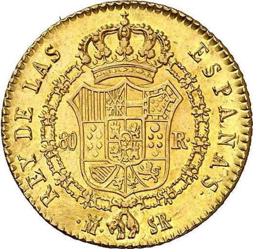 Реверс монеты - 80 реалов 1822 года M SR - цена золотой монеты - Испания, Фердинанд VII