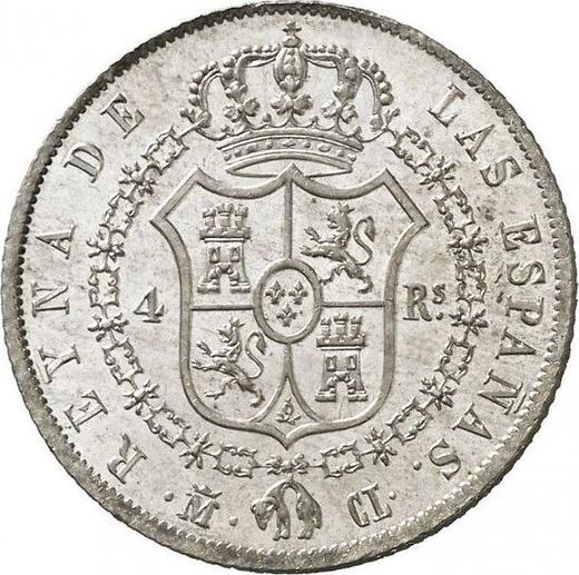 Реверс монеты - 4 реала 1844 года M CL - цена серебряной монеты - Испания, Изабелла II